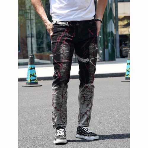 Men's Distressed Denim Jeans Slim Fit Vintage Moto Jeans Streetwear3