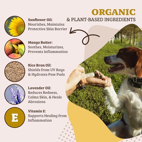 Image of Natural Dog Company PawTection Dog Paw Balm, 4 Pack, Protects Paws from Hot Surfaces, Sand, Salt, & Snow, Organic, All Natural Ingredients (0.15 oz Travel Stick) X 4