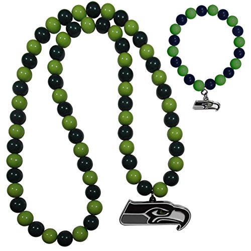 NFL Siskiyou Sports Womens Seattle Seahawks Fan Bead Necklace and Bracelet Set One Size Team Color