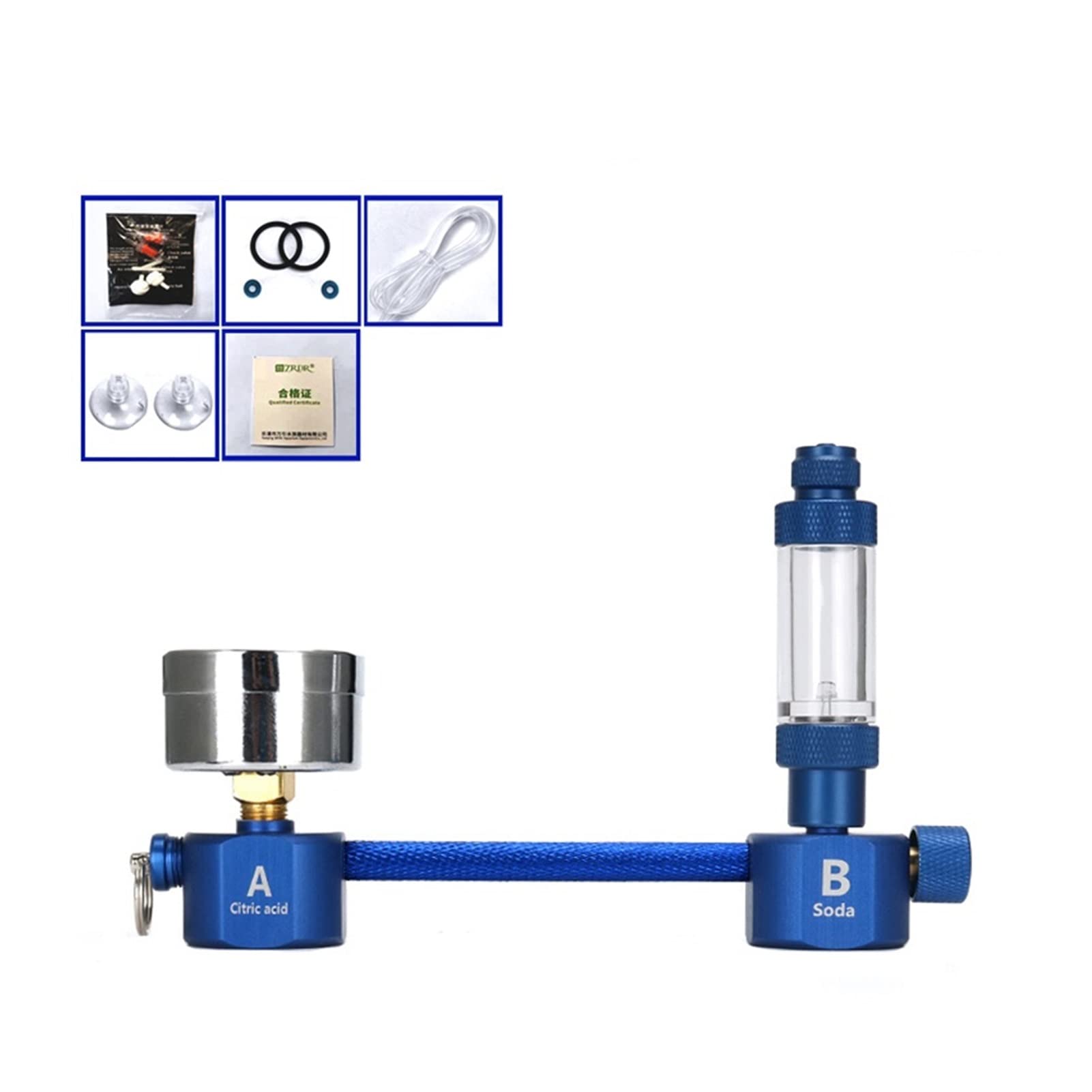 Wskaźnik regulatora CO2 Wersja Aquarium Blue DIY CO2 Solenoidowe gniazdo bąbelkowe rośliny wodne wodne CO2 Akwarium CO2 Sprzęt generatora dla piwa domowego z beczki (Color : Blue-B, Size : M)