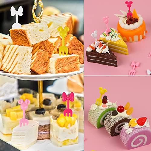 Benospace 20 Pcs Mouse Head Food Picks For Kids, Mini Bow Fruit Forks For Children,Cartoon Toddler Toothpicks Cute Cocktail Picks Bento Box Decor Lunch Accessories Cake Supplies For Party School #TOP5