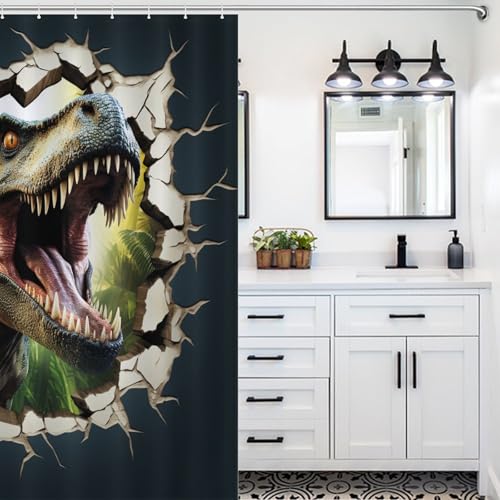 Dinosaure rideau de douche lavable en machine en polyester 152x183cm - 5