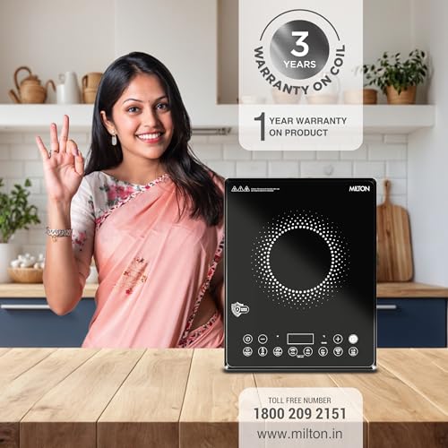 Image of Milton Elio Elite 21.0 Slim Portable Induction Cooktop | Child Lock, LED Display Panel, 5KV Surge Protection, Timer & Preset Menu Functions, Fast Cooking |2100 W Slim Feather Touch | 3-Year Warranty