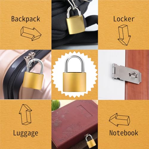 Image of Luggage Locks with Keys, 20mm Small Padlock School Gym Locker Lock, Keyed Metal Pad Locks for Travel Baggage & Suitcases, 6 Pack