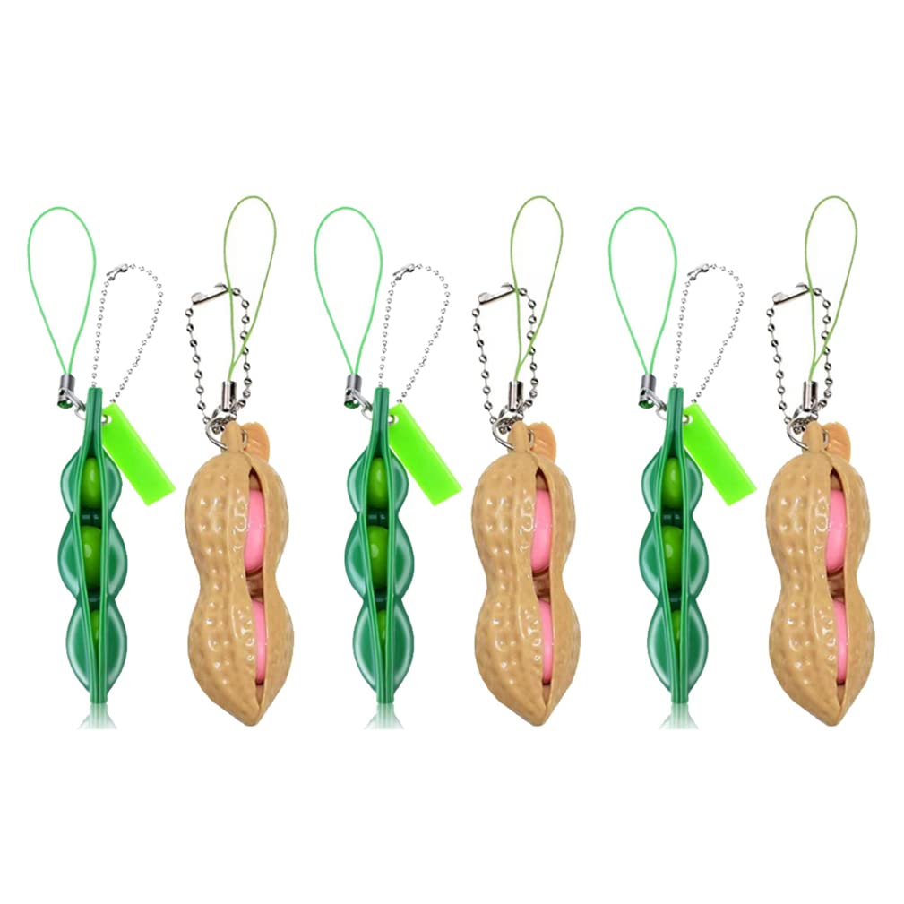 Portachiavi Antistress A Forma Di Fagiolo – Set 8 Pezzi In Silicone, Squishy, Premere Per Rilassarsi