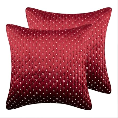 Levtex Home Cross Stitch Velvet Red Euro Shams Cover