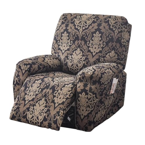 CRFATOP Recliner Slipcovers with Arms 4-Pieces Lazyboy Recliner Chair Cover Non Slip Recliner Slip Covers for Recliner Chair with Storage Pockets Furniture Protector for Living Room