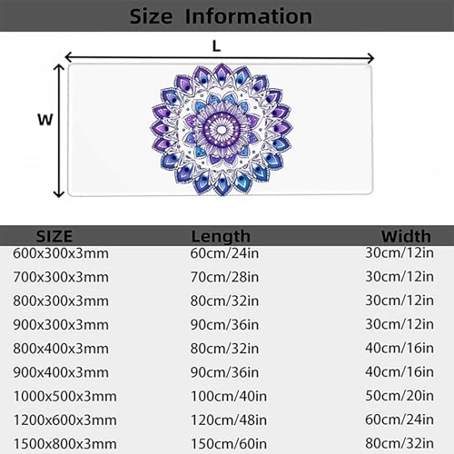 Tapis de souris XXL imperméable blanc protège bureau motif Mandala chic - 7