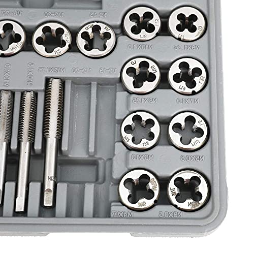 60 Piece Metric And Sae Standard Tap And Die Rethread Set Rethreading Kit For Cutting External And Internal Threads Amazing Tour #TOP4