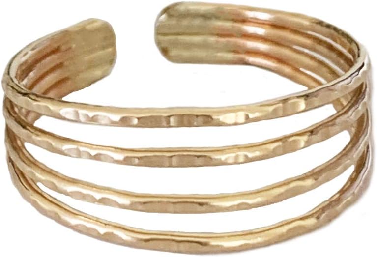14K Gold Fill Four Strand Toe Ring | Comfort Fit Adjustable for Toes | One Size Fits All | Real Gold Toe Rings for Women