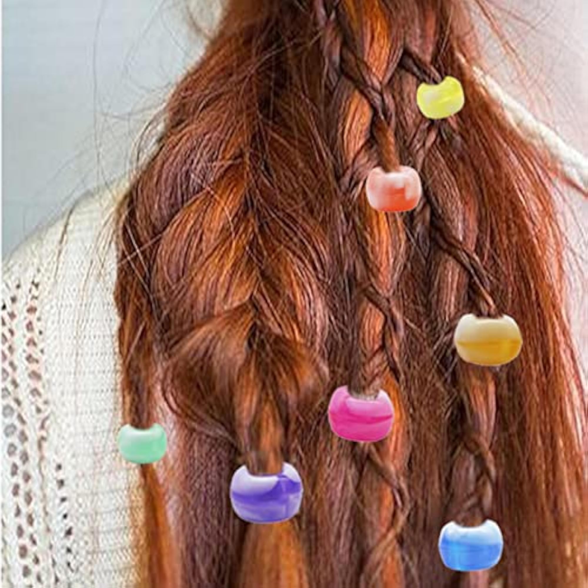 210Pc Candy Color Dreadlock Beads Cuffs Hair Braid Rings, Mixed Colors