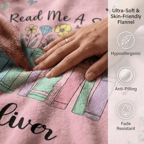 Image of Personalized Baby Blankets with Name, Customized Name Blanket for Newborn Boys Girls, Personalized Baby Gifts for Birthday, Easter, Christmas, Custom Book Reading Blanket, Bookworm Gifts