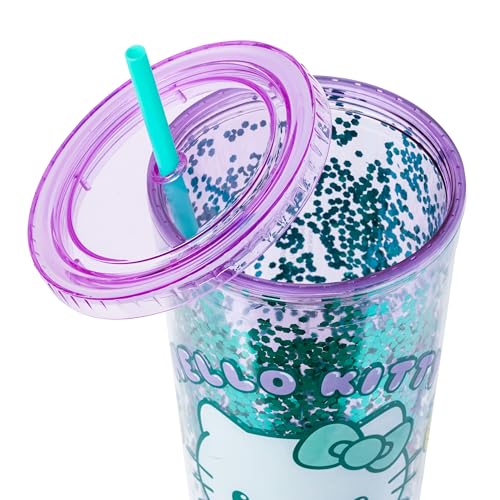 Image of Silver Buffalo Sanrio Hello Kitty Summer Pineapple, Plastic Cold Cup, 32oz | Bod Ready, Swimsuit, Confetti, Includes Lid and Straw, 0.95 Liters