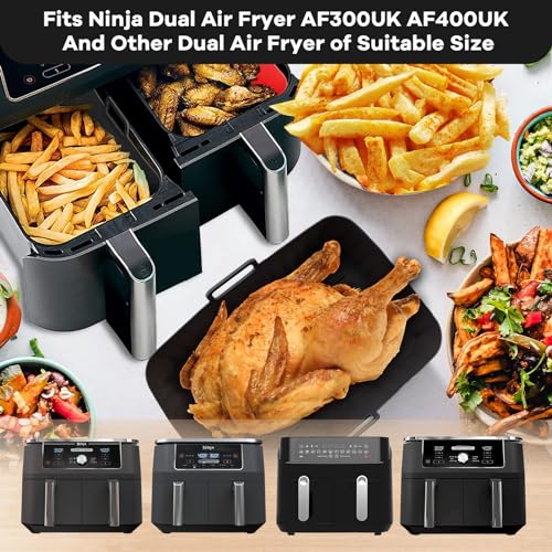 2 Pcs Airfryer Silikonform für Ninja AF400EU AF300EU 9.5L, Airfryer Zubehör für Ninja Foodi Max Dual Zone, Air Fryer Accessories für Innsky, Princess Heißluftfritteuse – Bild 5