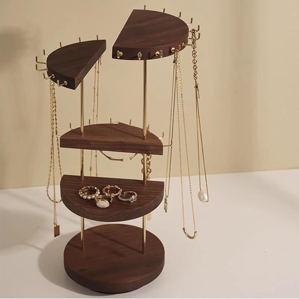 Soporte organizador de joyas giratorio de 5 niveles, exhibición de collares