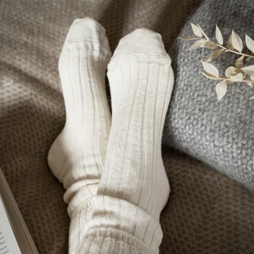 Women's Cashmere Rib Knit Socks - Mid Calf & Crew Slouch Socks for Home & Bed4