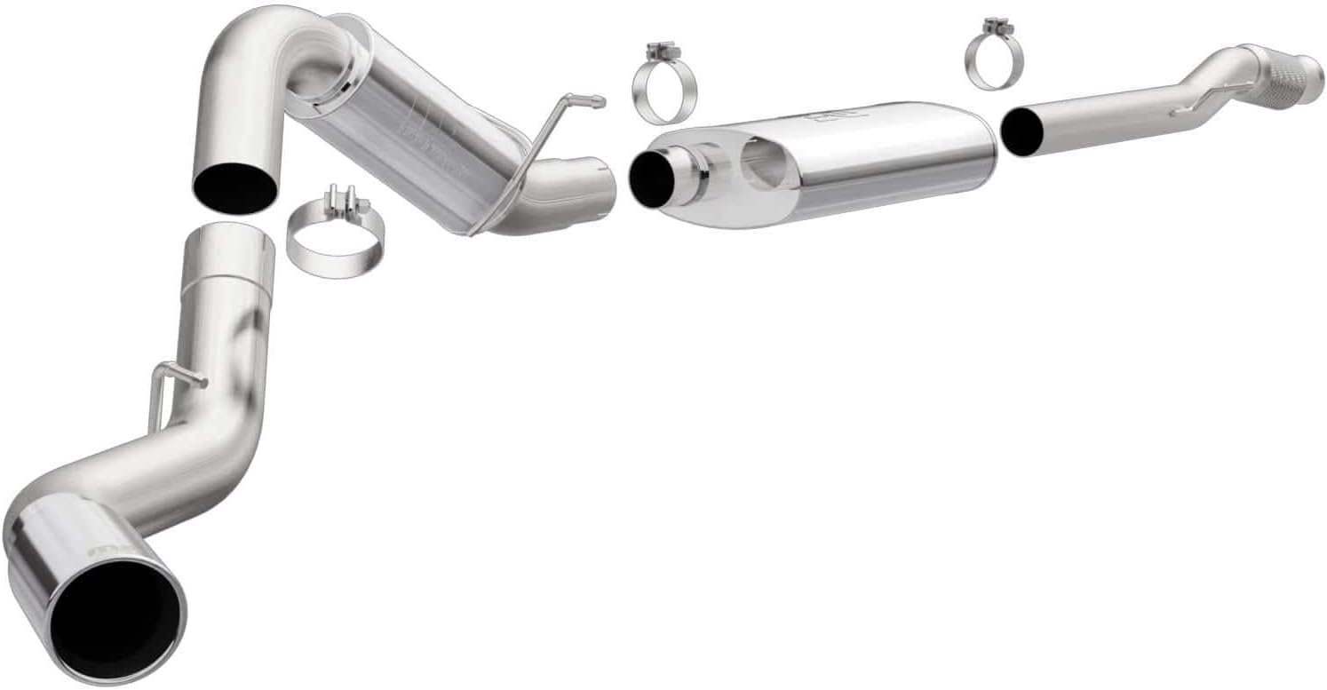 MagnaFlow Cat-Back Performance Exhaust System 15318 - Street Series, Stainless Steel 4in Main Piping, Single Passenger Side Rear Exit, Polished Finish 5in Exhaust Tip - Truck Performance Exhaust Kit
