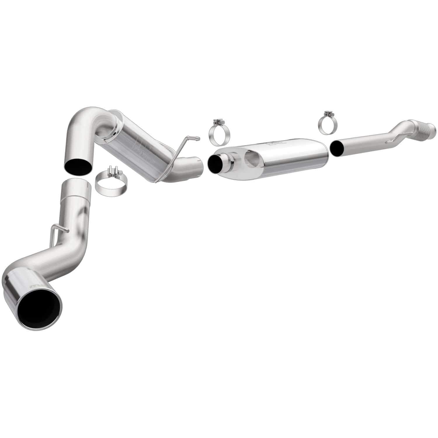 MagnaFlow Cat-Back Performance Exhaust System 15318 - Street Series, Stainless Steel 4in Main Piping, Single Passenger Side Rear Exit, Polished Finish 5in Exhaust Tip - Truck Performance Exhaust Kit