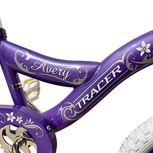 Tracer Avery 16 Inch Kids Bike Boys Girls Freestyle Bicycle With Training Wheel Child's Road Bike Hi-Ten Steel Frame Unique Pattern Design (16'' - Purple) #TOP4