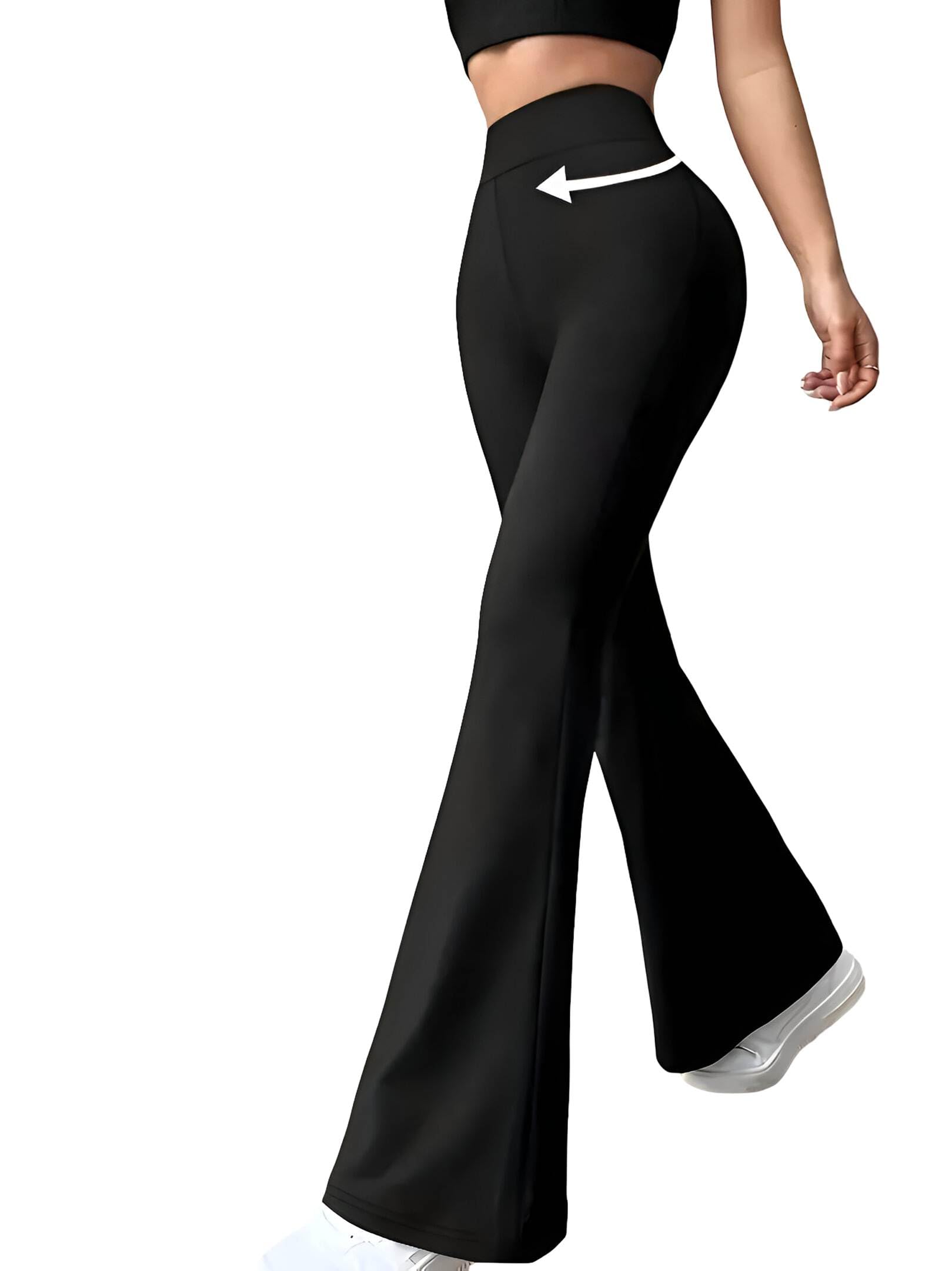 THIRD QUADRANT Women's High-Waist Flare Yoga Pants | Stretchy Black Tights for Running & Casual Wear | Perfect for Home or Outdoor Activities-image-34
