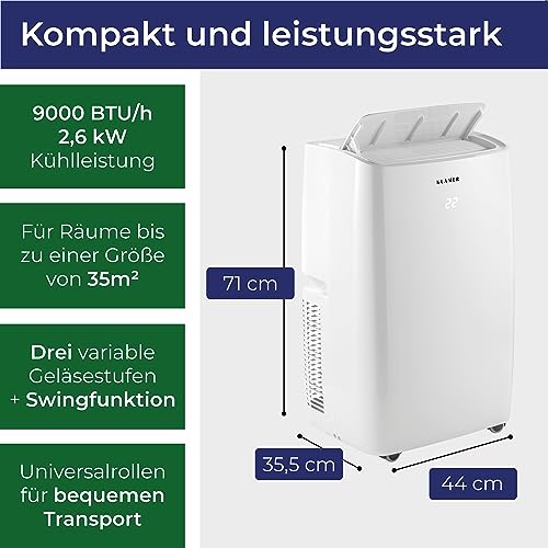 Klimaanlage mit 9.000 BTU von KLAMER mit Abluftschlauch