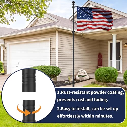 Iiope DZ-10FT-N-1P Flag Pole For Outside House,Resist Wind Reinforcement Patent,Larger Bottom Tube,Thick Rust-Proof In Ground Flagpole Kit thumb #2