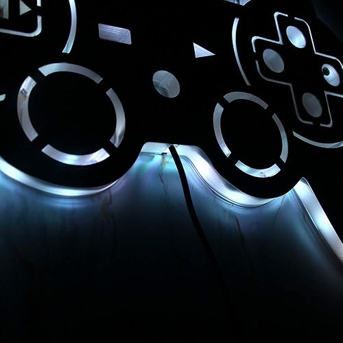 Miniatura 6 de Geek Alerts Letrero de neón para jugadores, control de video gamepad con retroiluminación LED de espejo cambiante de 7 colores, lámpara de pared
