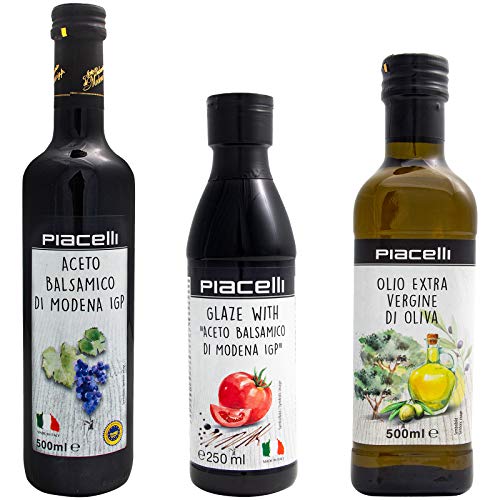 Essig Öl Set Spezialitäten aus Italien natives Olivenöl Aceto Balsamico de Modena Glasur mit Balsamico-Essig Feinkost Cover