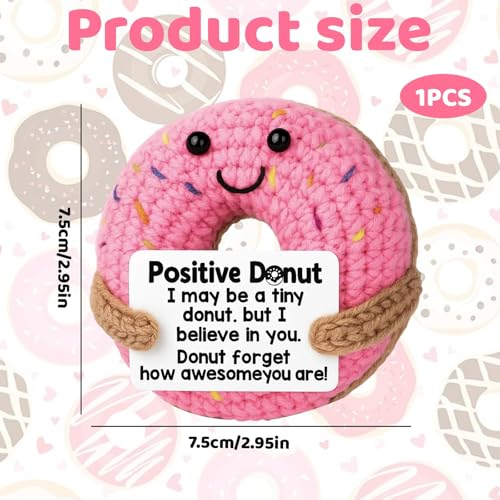 Image of Crochet Toys, Handmade Crochet Doll, 7.5cm*7.5cm Cute Toys for Babies, Girls, Home and Office Decor, Study Table Decor, Emotional Support Gifts, Cute Pink Donut Design
