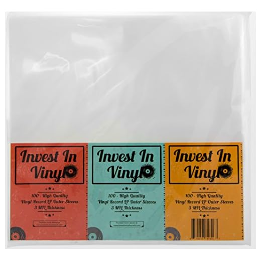 Invest In Vinyl 100 Clear Plastic Protective LP Outer Sleeves 3 Mil. Vinyl Record Sleeves Album Covers 12.75" x 12.5" Provide Your LP Collection with The Proper Protection