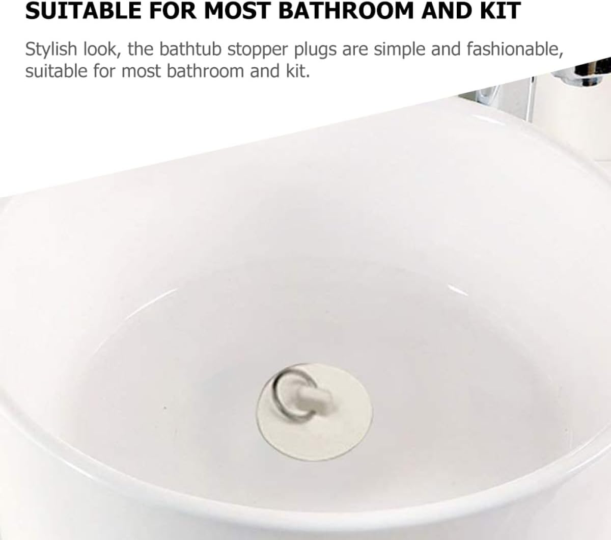8pcs Small Rubber Sink Stoppers with Pull Rings, Drain Stopper Plugs for Bathroom Tub and Kitchen Sink, White 27-35mm Bathtub Drain Covers