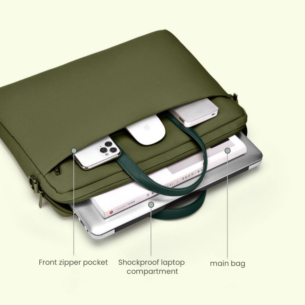 Laptoptasche für Damen und Herren, 35,6 cm (14 Zoll), 38,1 cm (14 Zoll), großes Fassungsvermögen, einfarbig, wasserdicht, Polyester, Umhängetasche
