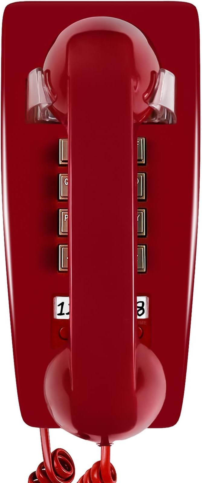 Retro Wall Phones for Landline with Loud Mechanical Ringing Vintage Wall Mount Phone with Volume Adjustable Old Fashioned Corded Telephone for Kitchen Home School Hotel Office, Red