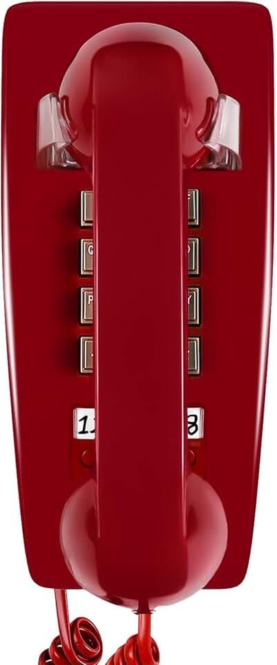 Telefones de parede retrô para telefone fixo com toque mecânico alto Sangyn suporte vintage volume ajustável telefone com fio à moda antiga casa escola hotel escritório, vermelho atualizado - vermelho