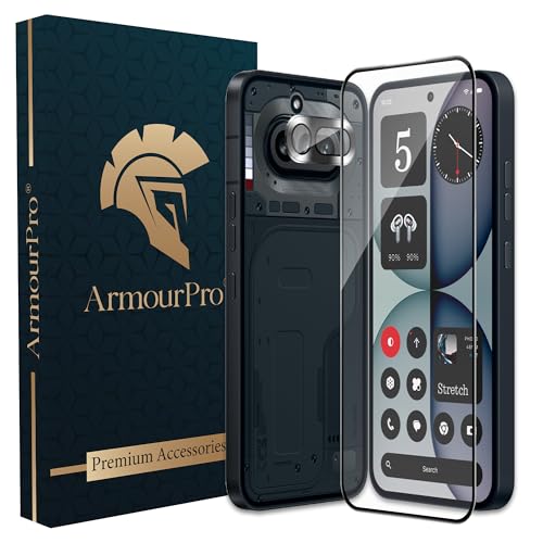 Image of ArmourPro Edge to Edge Tempered Glass for Nothing Phone (4A) with Black Camera Ring Guard, 9H Screen Protector, Anti-Scratch, Anti-Fingerprint, Bubble-Free Installation Kit