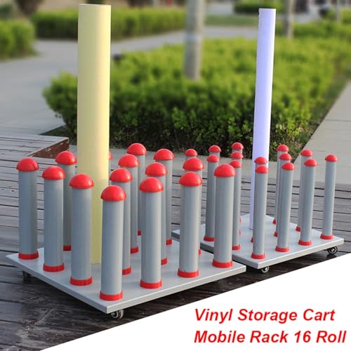 Organiza rollos de vinilo y planos fácilmente con este estante de suelo móvil y ajustable 3