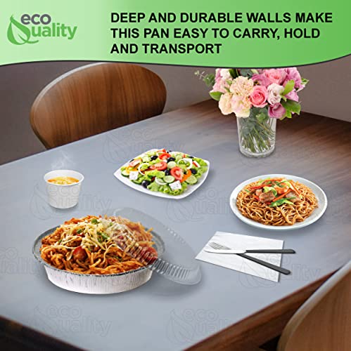 Ecoquality 7 Inch Disposable Round Aluminum Foil Take Out Pans With Plastic Lids Set Disposable Tin Containers Perfect For Baking Cooking Catering Parties Restaurants - 50 Pack #TOP5