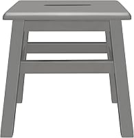 Vista 39 de eHemco Taburete de madera maciza para adultos y niños, 12.25 pulgadas, gris, juego de 2
