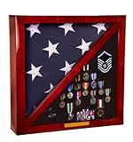 PIANO FINISH ROSEWOOD FLAG CASE WITH MEDAL AND MEMORABILIA AREA