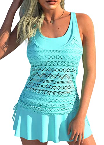 shownicer Tankini Set Damen Zweiteilig Badeanzug Push Up Bademoden Bauchweg...