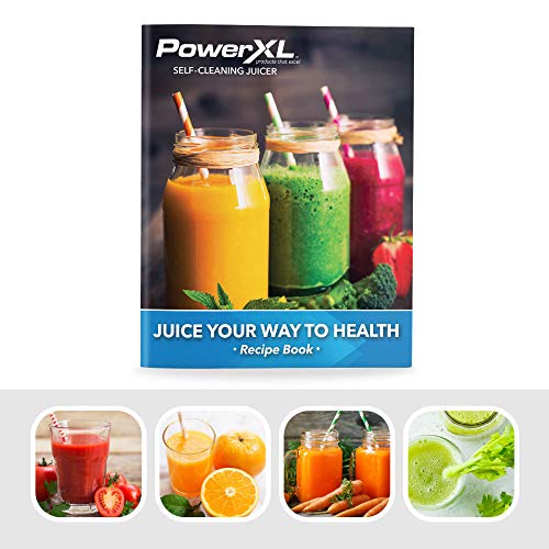 PowerXL Self-Cleaning Juicer Machine, Centrifugal Juice Extractor for Fruit and Vegetables with Anti-Drip, Extra-Wide Chute, Stainless Steel Blade, BPA-Free, Recipe Book