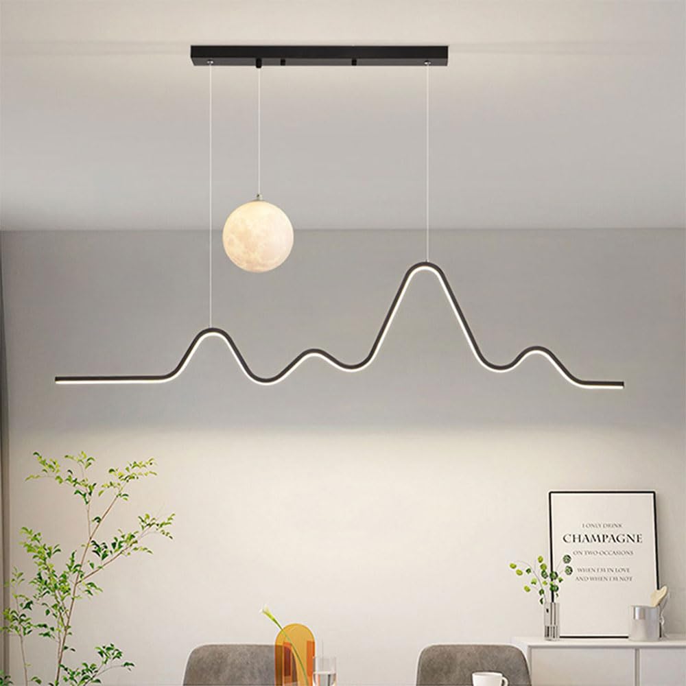Nordic Lampa wisząca LED Liniowy żyrandol Oprawa aluminiowa Oświetlenie 3000-6000 K Lampa wisząca Kreatywny wystrój domu Możliwość przyciemniania Nowoczesne oświetlenie wewnętrzne