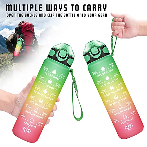 Image of Enerbone 32 oz Water Bottle with Times to Drink and Straw, Motivational Drinking Water Bottles with Carrying Strap, Leakproof BPA & Toxic Free, Ensure You Drink Enough Water for Fitness Gym Outdoor