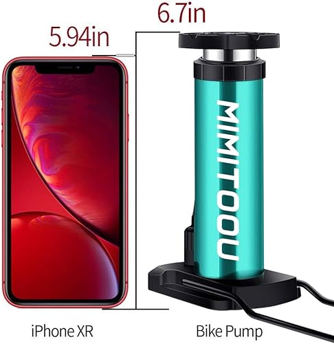 Miniatura 4 de Bomba de bicicleta, mini bomba de bicicleta portátil con válvulas Presta y Schrader, aleación de aluminio, bomba de aire compacta para neumáticos de
