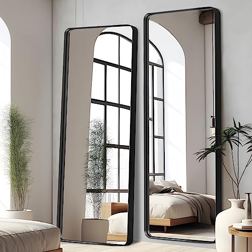 Image of NeuType 71 inchx32 inch Large Full Length Mirror for Wall - Full Body Big Wall-Mounted Vertical or Horizontal - Aluminum Alloy Frame, Matte Black (Recessed, No Stand)