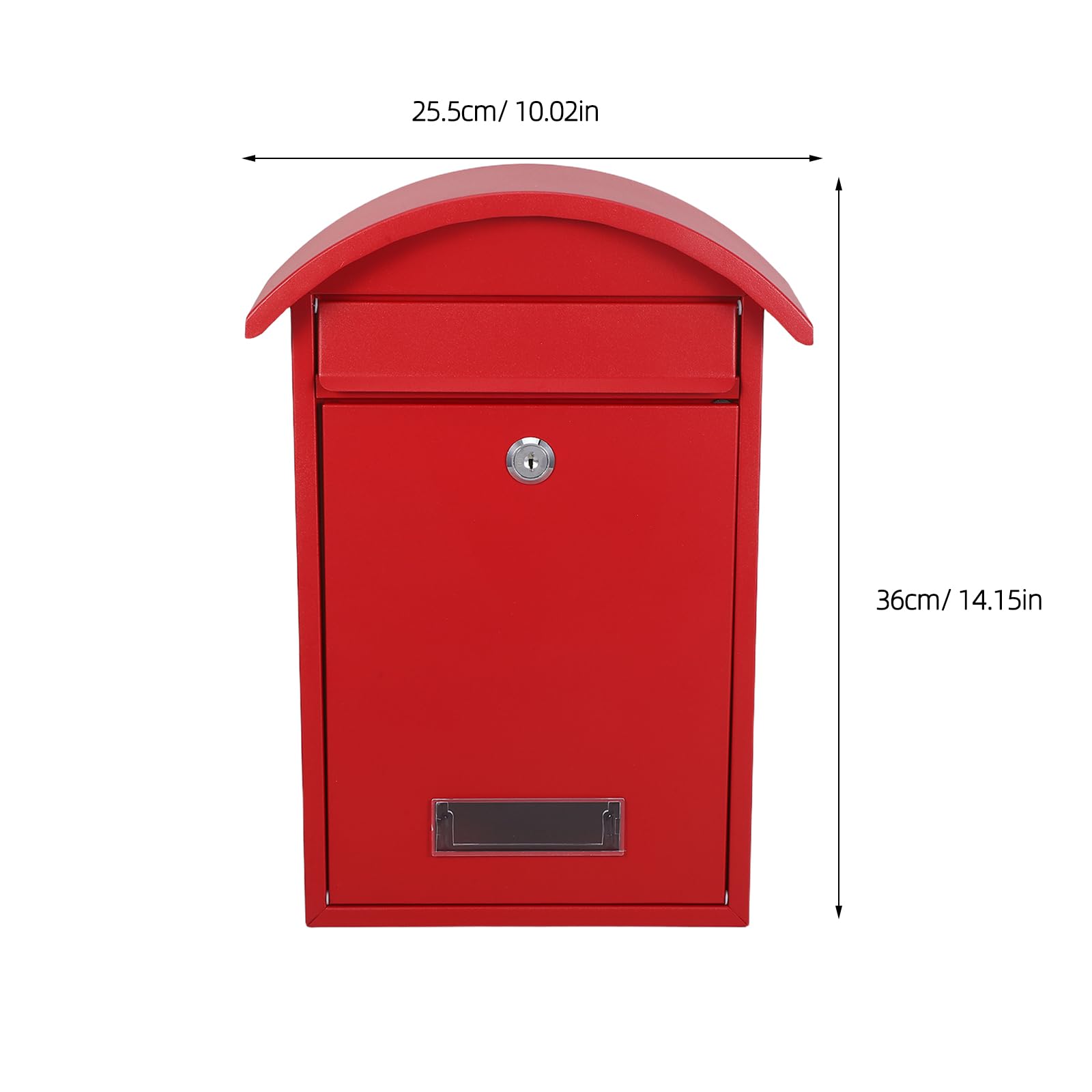 CALLARON Buzón de Pared para Exterior con Cerradura de Seguridad, Tamaño 35,5 X 25,4 X 10 Cm, Color Rojo, Fabricado en Hierro Resistente Intemperie, Adecuado para Hogar y Oficina