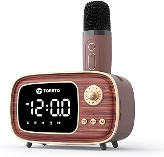 Toreto Newly launched Retro Mate Bluetooth Speaker with Wireless Karaoke Mic, 10W Portable Speaker, Digital Clock & Dual A... Price In India