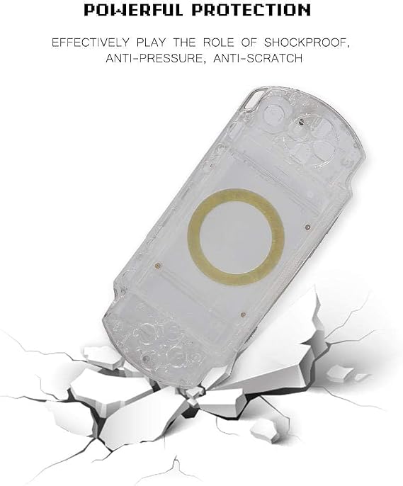 Full Housing Case Cover for PSP Replacement Anti-Drop Shell Set with Button Kit 1000 Replacement Shell Clear
