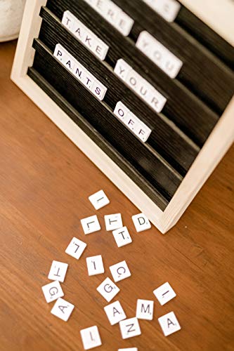 Wood Tile Rustic Letter Board - Farmhouse Style Letterboard Décor - Home Or Office Decorations - Changeable Announcement Message Boards - 100 White Wood Tiles #TOP3