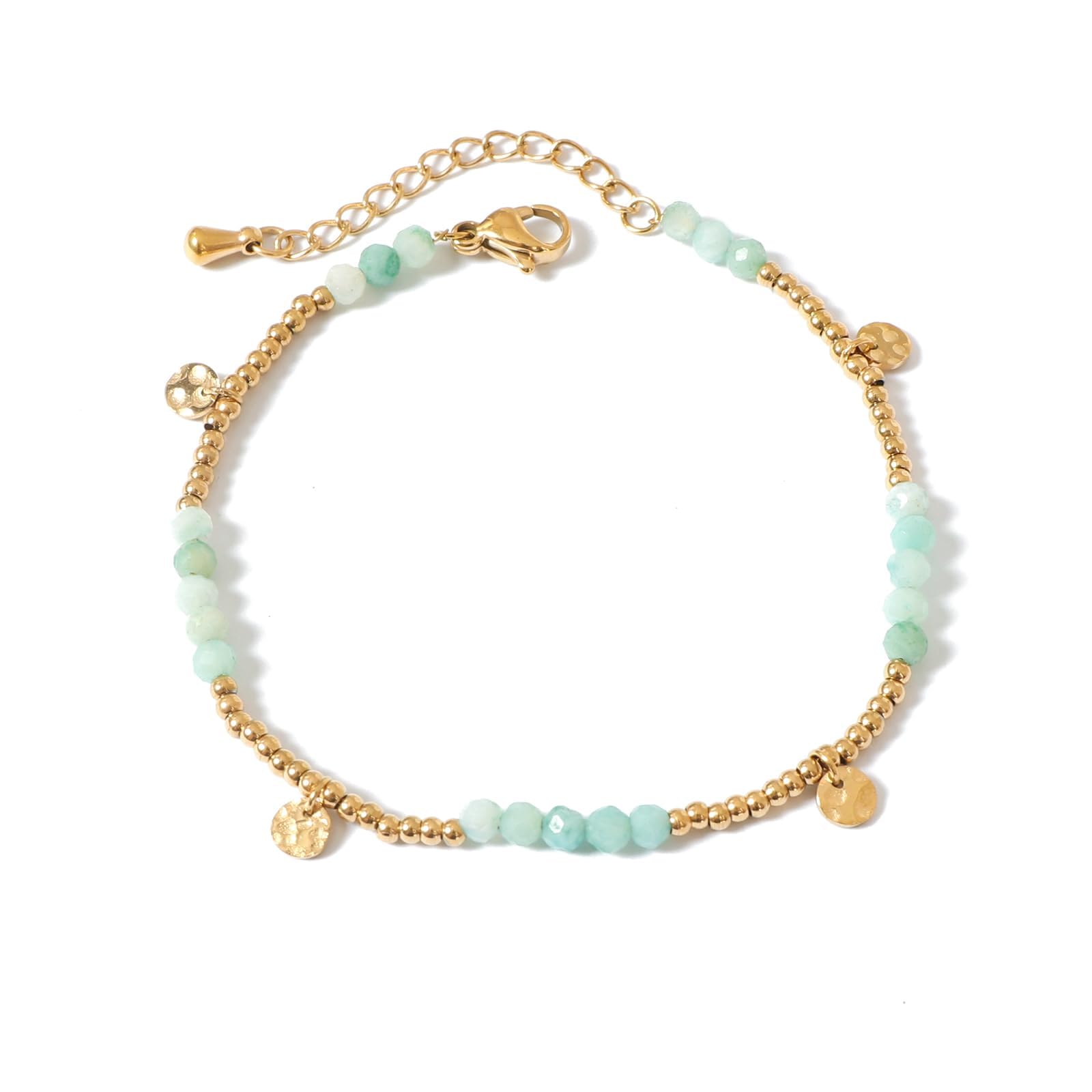 TaYolnFaSo Natural Gemstone Beads Bracelets for Women 18k Gold Plated Handmade Lapis Lazuli Garnet Link Bracelet Turquoise Jewelry Valentine's Day